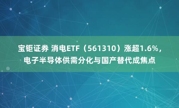 宝钜证券 消电ETF（561310）涨超1.6%，电子半导体供需分化与国产替代成焦点