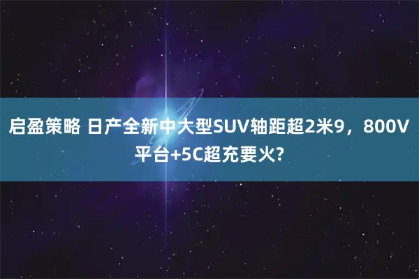 启盈策略 日产全新中大型SUV轴距超2米9，800V平台+5C超充要火?